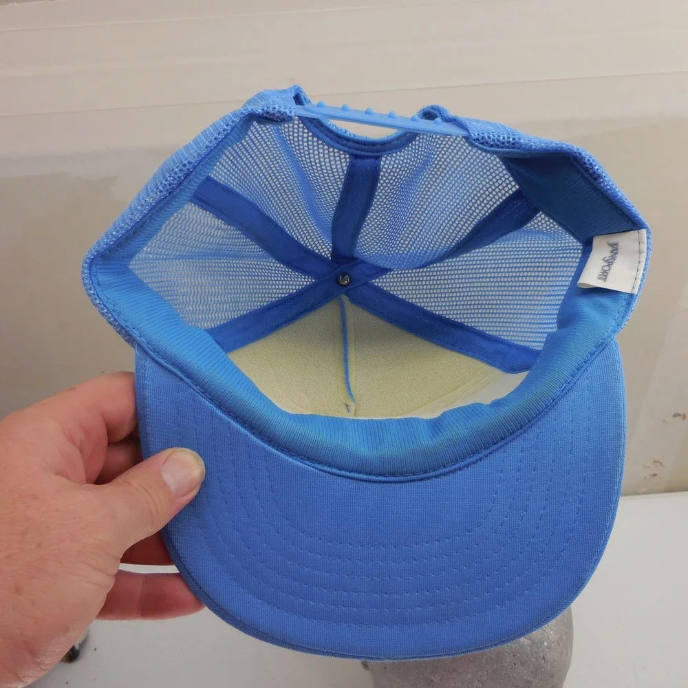Vintage JanSport HP 84 LA Olympics Win With Teamwork‎ Trucker Hat Blue Snapback